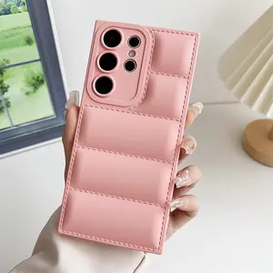 Luxury Puffer Down Jacket Phone Case For Samsung S25 S24 Plus Ultra A55 A35 A73 A53 A54 A52 A72 A34 A24 A25 Soft Silicone Cover Protector Screen Protector Protection Cellphone Casing Protective Smartphone Shockproof