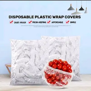 200pcs Food Grade Plastic Wrap Covers for Freshness, Disposable Food Covers, Fruit and Vegetable Saran Wrap for Kitchen, Picnic, BBQ - Safe for Food Contact