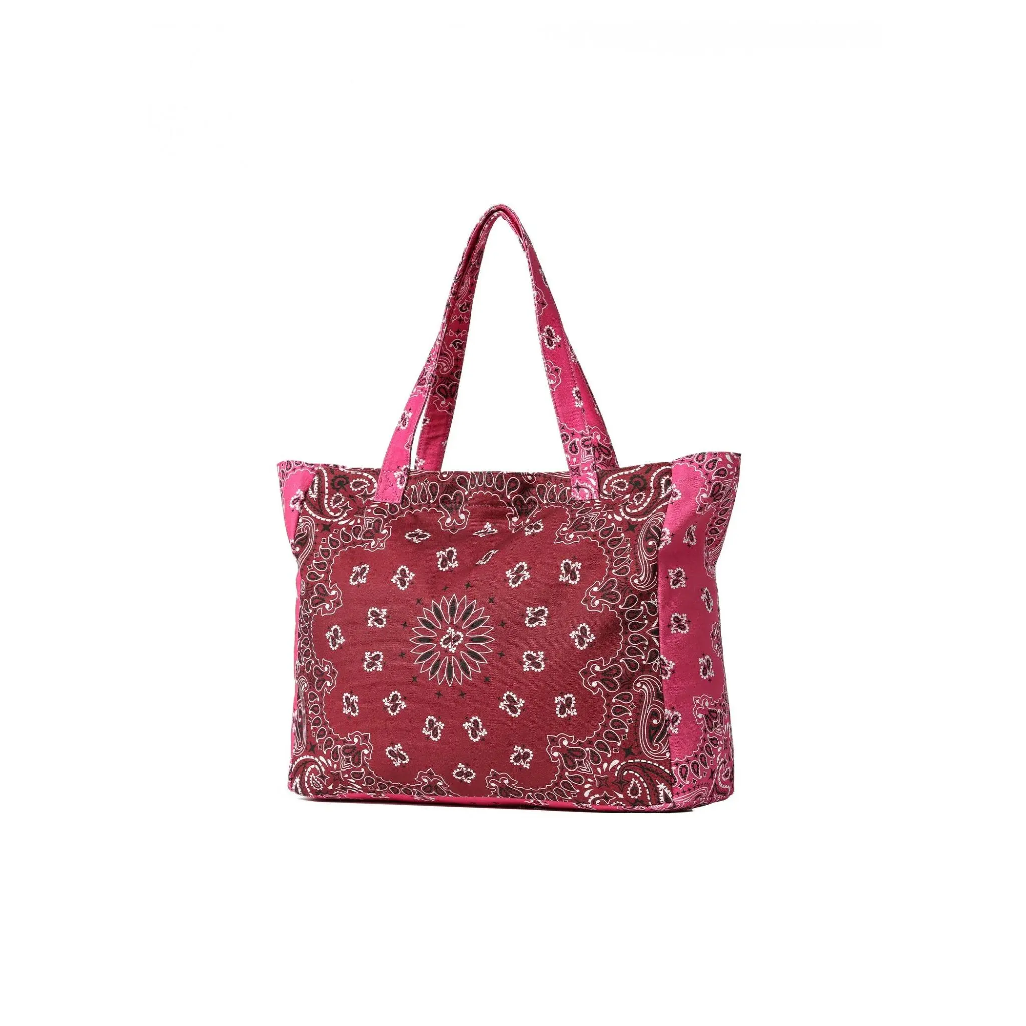 Pink & Burgundy Bandana Print Canvas Tote