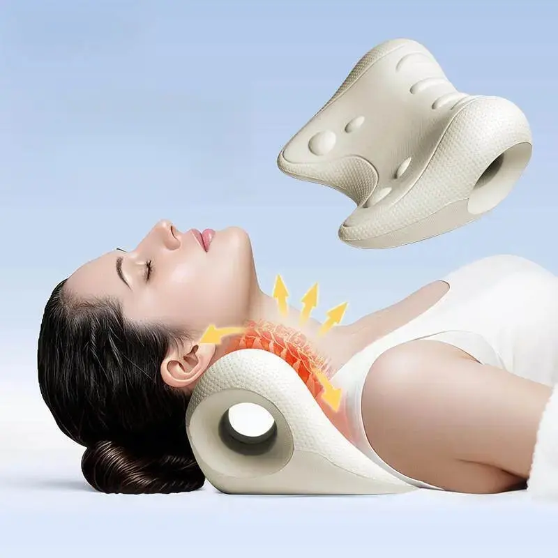 Ergonomic Cervical Therapy Pillow - Lightweight, Compact, Fragrance-Free Neck Care Device for Gentle Daily Traction, Shoulder Pain Relief, Home-Use Good Posture Spine Support