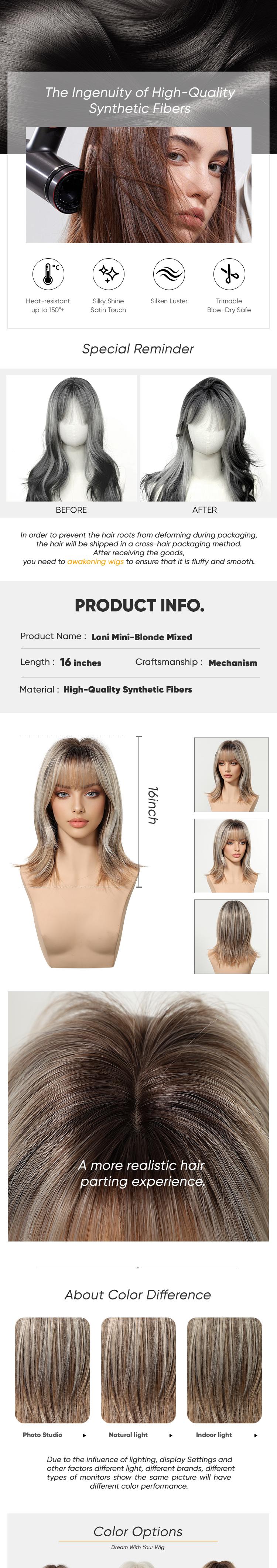 Loni Mini C- NEW! DWY 16-Inch Short Wave  Glueless Synthetic Wig with Bangs for Women High-Quality Premium Fiber Easy Wear Comfortable Fit