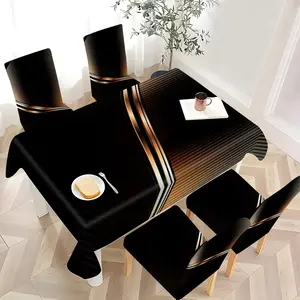 5/7 pieces of fashionable and high-end Dining Chair Slipcover and tablecloth sets, thickened chair cover and tablecloth sets (1 tablecloth + 4 chair covers or 1 tablecloth + 6 chair covers), easy to care for, reusable, for home decoration