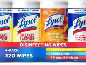 Lysol Disinfecting Wipes Bundle, Home Apartment Dorm Room Essentials and Cleaning Supplies, All Purpose Cleaner, Multi-surface Cleaning Wipes, Multi-Scent Sanitizing Wipes Bundle, 80 Count (4pk)