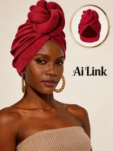 Ethnic Hat 3D Braided Knot Scarf, New Solid Color Elastic Fleece Fabric, All Seasons Accessory, Stylish and Comfortable Headwear