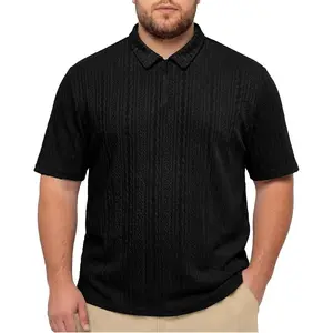 Big and Tall Polo Shirts for Men Short Sleeve Casual Textured Golf Shirt Quarter Zip Lightweight Summer Top, 4XL-7XL