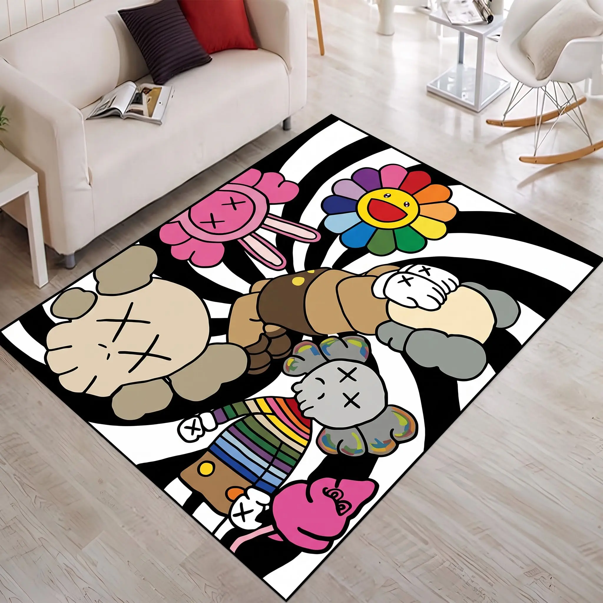 KAWS Rug, Pop Art Anime Doormat, Living Room Rug