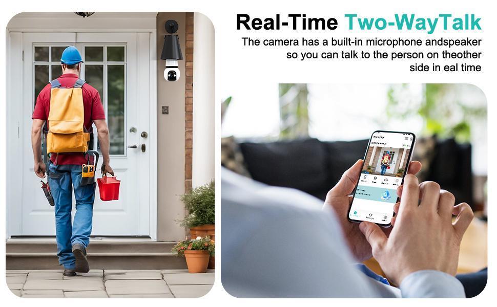 Hawkray 5G + 2.4GHz Dual-Band Wireless Infrared Night Vision Camera | Indoor/Outdoor Use · 360° Panoramic Viewing · Smart Motion Detection · Real-Time Alerts · Bulb-Style Cord​