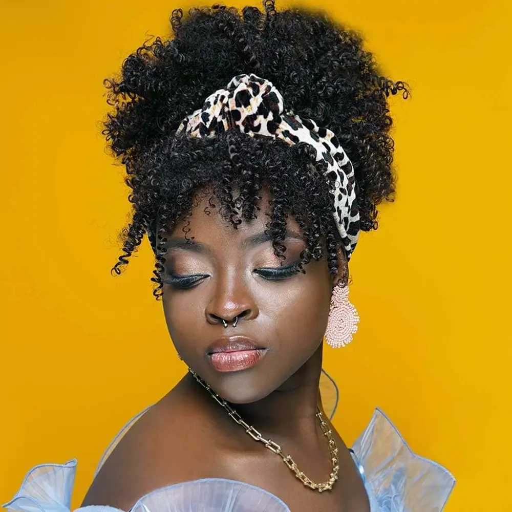 Afro High Puff Hairpieces Headband Wigs for Black Women Headband Afro Wig Synthetic Hair