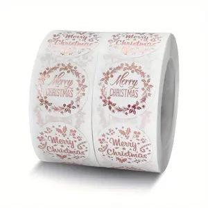 500pcs Rose Gold Merry Christmas Stickers Self-adhesive Holiday Stickers For Christmas Decor Wedding Party Cards Label