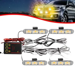 Ultra-Bright 12V Car Network Light - One to Four Clip Type Grill Light with 12 LED Beacon Lamp