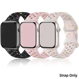 Silicone Sport Band, Smartwatch Strap, Compatible with Apple Watch Band Straps 38mm 40mm 41mm 42mm 44mm 45mm for Women Men S1-10 made from Recycled Plastic Soft Silicone Strap for iWatch Series 10-1 SE Ultra 1 2 Breathable and comfortable