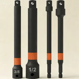 Impact Socket Extension Set 4-Piece with Knurled Grip, 6-Inch Extension Bars, High-Visibility Design, Includes Two 3/8-Inch and Two 1/2-Inch Square Drives, Professional Grade Tool Set