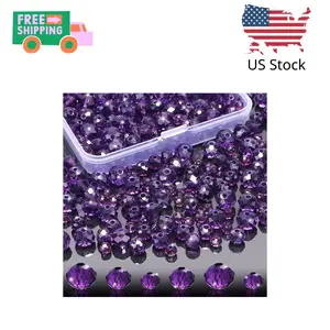 560 Pcs Faceted Rondelle Crystal Beads, Crystal Spacer Beads 4/6/8mm (Purple)
