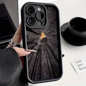 Phone Case: Natural Landscape Night Forest Moon Black Tall Bamboo Phone Case, Compatible with iPhone 17 16 15 14 13 12 11 XS XR X 8 7 Plus Pro Max SE Series, Halloween Gift, Easter Gift, Birthday, Girlfriend, Boyfriend, Friend, or Yourself