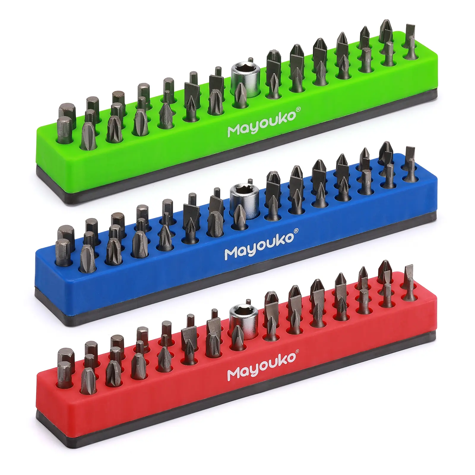 CASOMAN 3PCS 1/4" Magnetic Hex Bit Holder Rack Organizer, 129 Holes, 1/4-Inch Drill Bit Holder, 3 Racks, Magnetic Bit Holder with Magnet Base for Screwdriver Bits #dealforyourdays