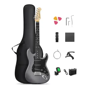 Donner DST-80 ST Electric Guitar Kit with Amplifier, Bag, Strap, String, Tuner, Cable, Capo and Pick, SSS Pickups