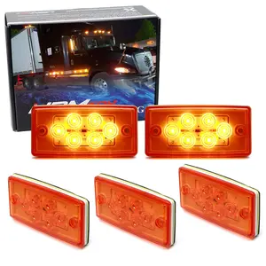 iJDMTOY 5pc Amber Lens 12-LED Front Raised Cab Roof Marker Light Assemblies For Freightliner Classic XL, Century, Columbia, FLC112, FLD120 & Sterling 9500 Semi-Truck