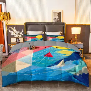 3pcs (1 comforter + 2 pillowcases) Microfiber Bedding Set All-Season Soft Cozy Hypoallergenic, Wrinkle & Fade Resistant, Easy - Care, Queen/King/Full/Twin Size, Modern Geometric Artistic Pattern, Hotel - Quality Durable Fabric for Bedroom Guest Room