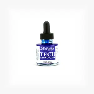 Dr. Ph. Martin's TECH Drawing Ink (8W) Ink Bottle, 1.0 US fl oz, Indigo, 1 Bottle