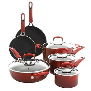 Kenmore Elite Andover 10pc Nonstick Aluminum Cookware Set - Red