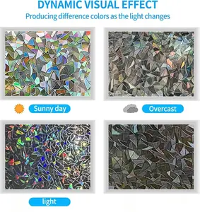 Rainbow Window Privacy Film - 3D Static Cling Sticker, Non-Adhesive Stained Glass Decals for Home Office - Privacy Protection & Decorative Vinyl