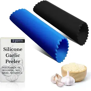 Silicone Garlic Peeler Tube Easy Garlic Skin Remover Tool Odor-Free BPA-Free Dishwasher Safe Hand-Friendly Garlic Roller Black & Blue Kitchen Gadget for Fast Safe Effortless Cooking