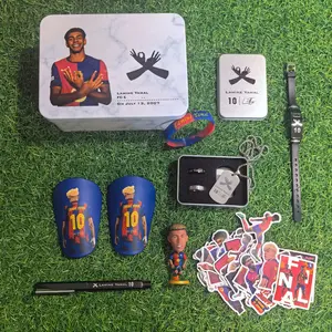 Yamal 10 Gift Bundle - 1 Gift Box, 50 Stickers, 1 Figure, 1 Pen, 1 Necklace, 2 Rings, 1 Pair of Mini Shin Guards(10cm*6cm), 2 Wristbands
