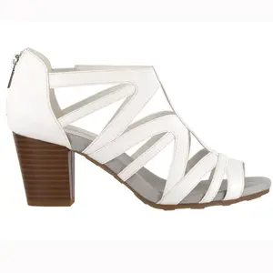 Easy Street Womens Amaze Block Gladiator Casual Sandals Casual Mid Heel 2-3" - White