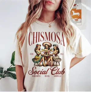 Chismosa Social Club Shirt, Latina Chisme Tee Mexicana Gift Latinx Funny Tshirt, Hispanic Trendy Retro Mexican Margarita Cafe Tee, Classic Casual Top