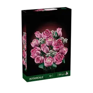 Botanicals Bouquet of Pink Roses Artificial Flowers - Building Blocks for Adults, Ages 18+ - Gifts for Birthdays for Her - Flowers for Home Office, Shelf or Room Decor