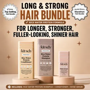Long & Strong Hair Bundle | Rice Water Protein Shampoo, Conditioner & Shine Serum | Brooke Monk Pick