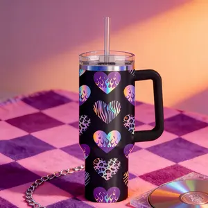 40oz Large Capacity Car Water Bottle with Handle, Portable and Convenient, Includes Straw, Keeps Cold for 12 Hours, Travel Mug, Coffee Cup，water bottle