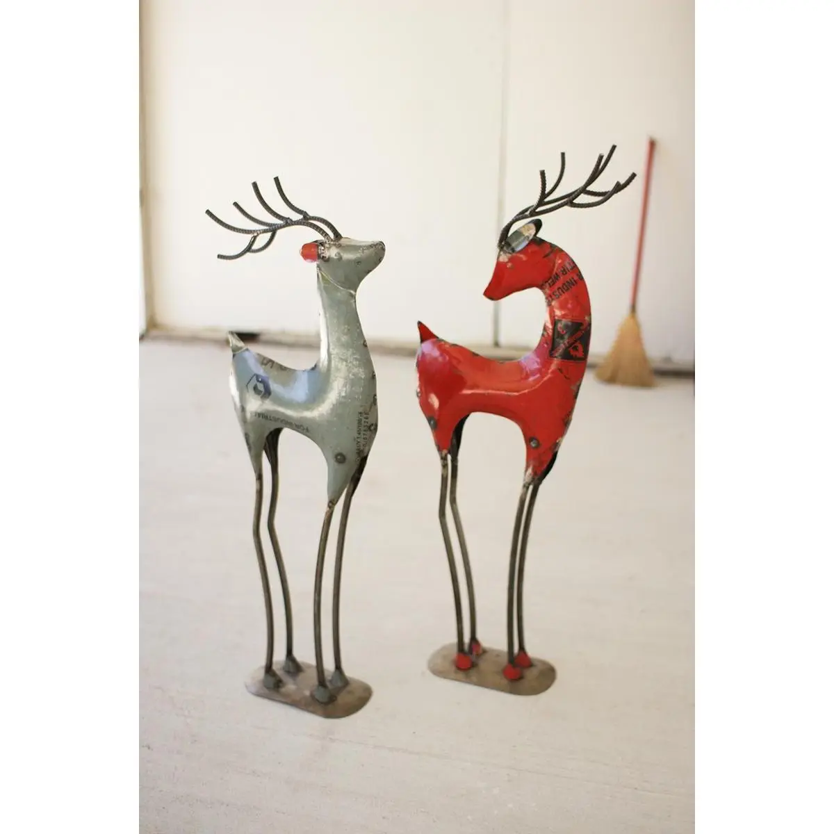 Set Of Two Recycled Iron Deer