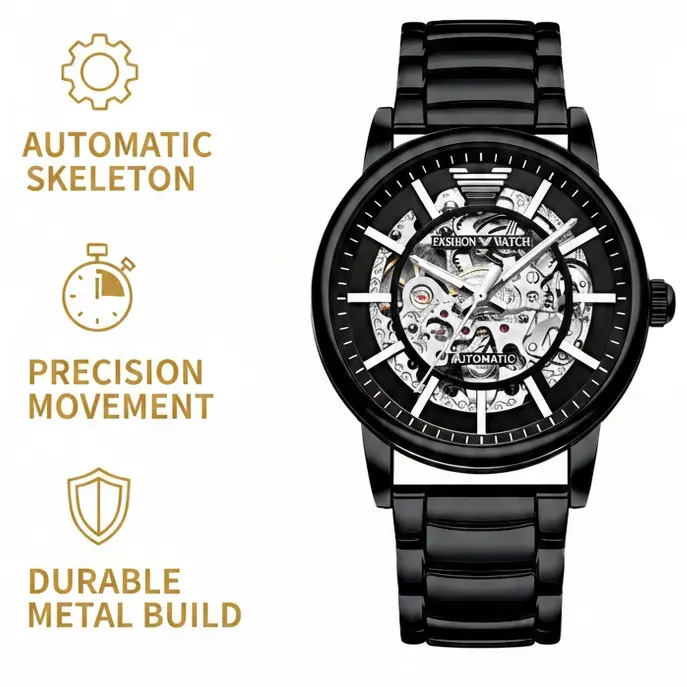 TEVISE Men's Watch A business-oriented men's mechanical watch, also a must-have for fashionable men. It is highly suitable to be given as a gift to men on Valentine's Day. Made of alloy case,stainless steel strap,Waterproof Wristwatch relojes para hombres