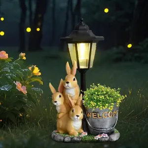 🐰Bunny Family Solar Lantern Planter - Welcome Sign Garden Decor | Perfect Valentine's Day Gift