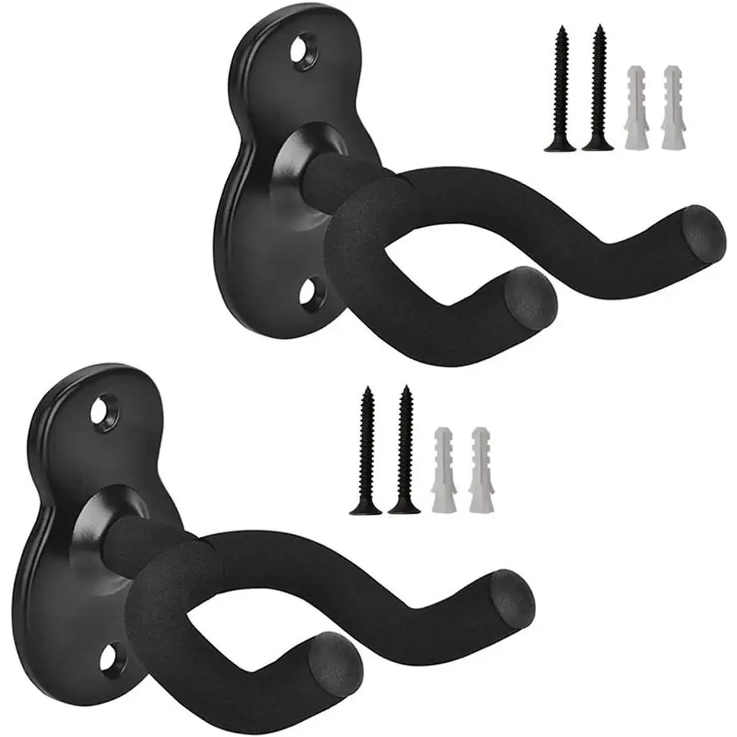 Guitar Mount Wall Hanger Guitar Hook Holder Wall Bracket Volin Rack Stand Metal Ukulele Violin Bass Display Keep Instrument Accessories 2 Pack