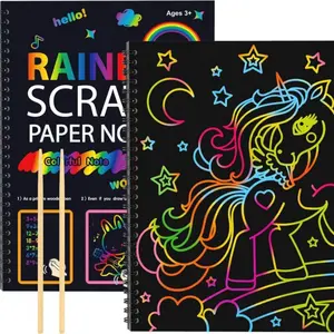 Scratch Book, 1 Set Colorful Scratch Paper, DIY Drawing Book, Art Supplies for Birthday Party Holiday, Suitable for Boys and Girls