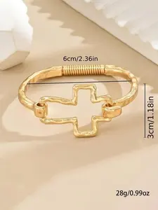 Cute Cross Design Bangle Bracelet 6cm/2.36in 3cm/1.18in 28g/0.99oz Fashion Jewelry for Party Daily Clothing Decor Trendy All-match Exquisite Jewelry for Birthday Gift