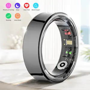 Black Titanium Alloy Smart Ring for Women, Sleep Monitoring, Heart Rate & Body Temperature Tracking, Fitness Activity Tracker with Multiple Sport Modes, IP68 Waterproof, No Subscription, 3–5 Days Battery Life