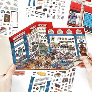 Infeel.me Pet+ Card 2.5D Large Scene Stickers Set, Sticker Cards, 4 Pieces, Third Thirty-Third Series, Decorative Wall Art Supplies