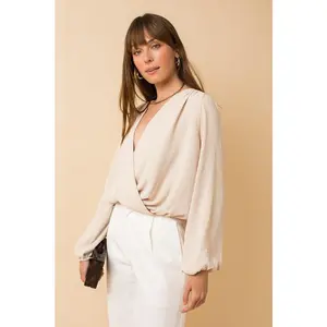 Surplice Shoulder Shirring Top