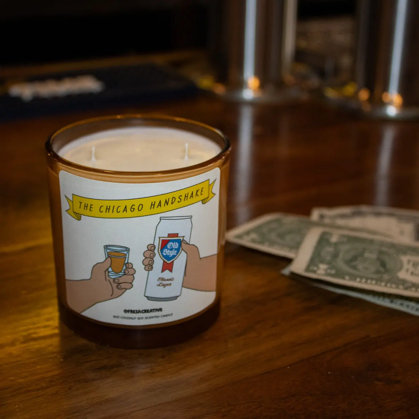 THE CHICAGO HANDSHAKE | Latina-owned Chicago Candle, Wormwood Scented, Malort inspired Candle, Herbal Cologne Candle