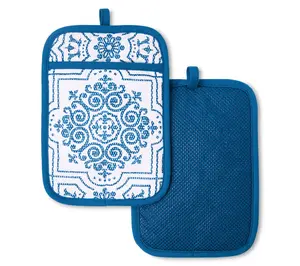 MARTHA STEWART Strie Medallion Pot Holder 2-Pack Set