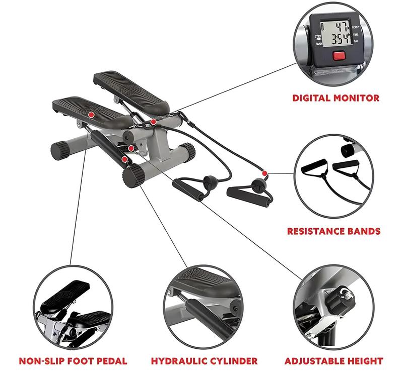Steppers for Exercise at Home with Resistance Bands - Portable Mini Stepper with 331 LBS Loading Capacity for Home Fitness