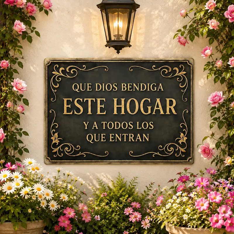 8x12in Spanish Religious Aluminum Welcome Plaque - Que Dios Bendiga Este Hogar Flat Sign, House Decor, Bedroom Items, Party Use, Gift-Ready Message, Indoor/Outdoor Wall Art, Housewarming Gift