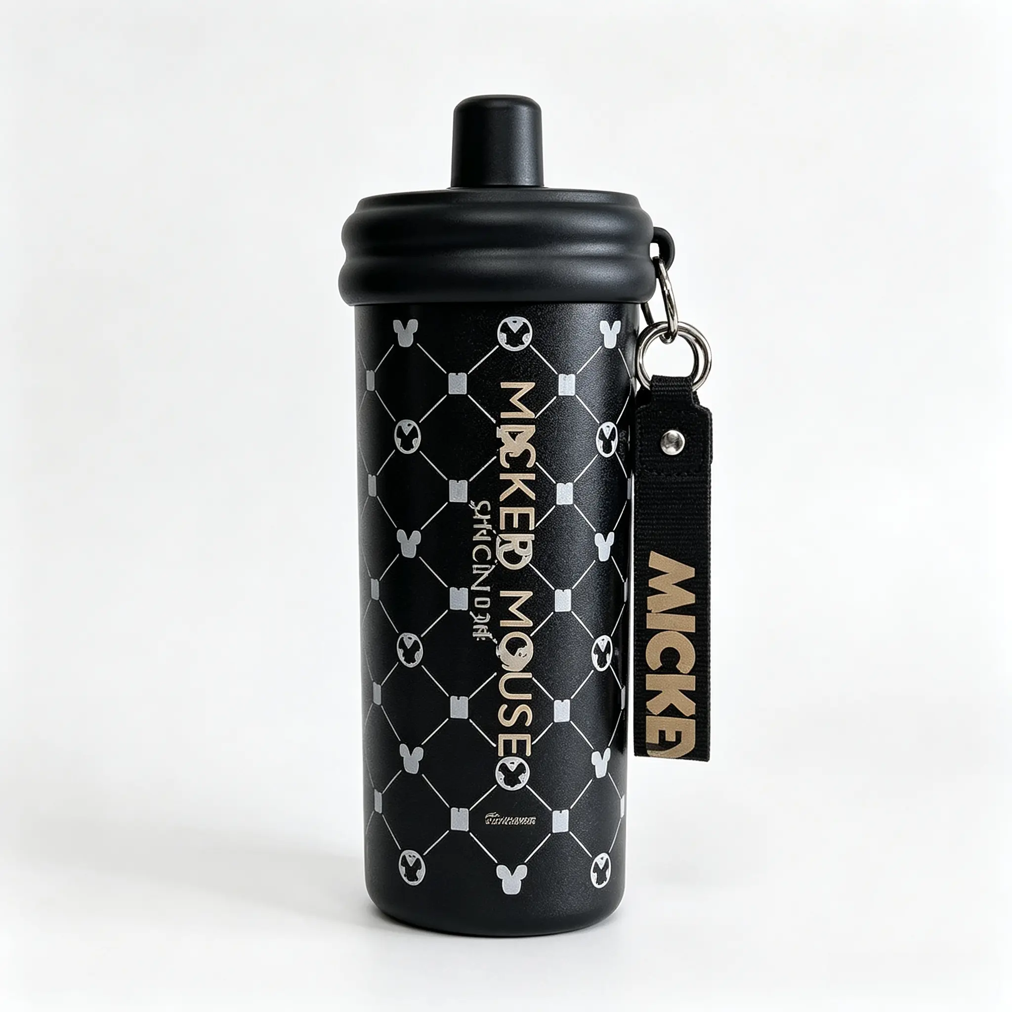 Disney Mickey Mouse Black‑White 20 fl oz Water Cup Stainless Steel Insulated Tumbler Leak‑Proof Portable Travel Drinking Mug
