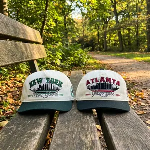 New York Atlanta Vintage Snapback Hat – Embroidered City Skyline Baseball Cap, Adjustable Retro Streetwear Hat for Men & Women