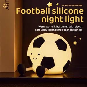 Football Shaped Silicone Night Light,3 Level Adjustable Brightness, Rechargeable Design, Fun Desk & Bedroom Decor, Birthday Gift Choice