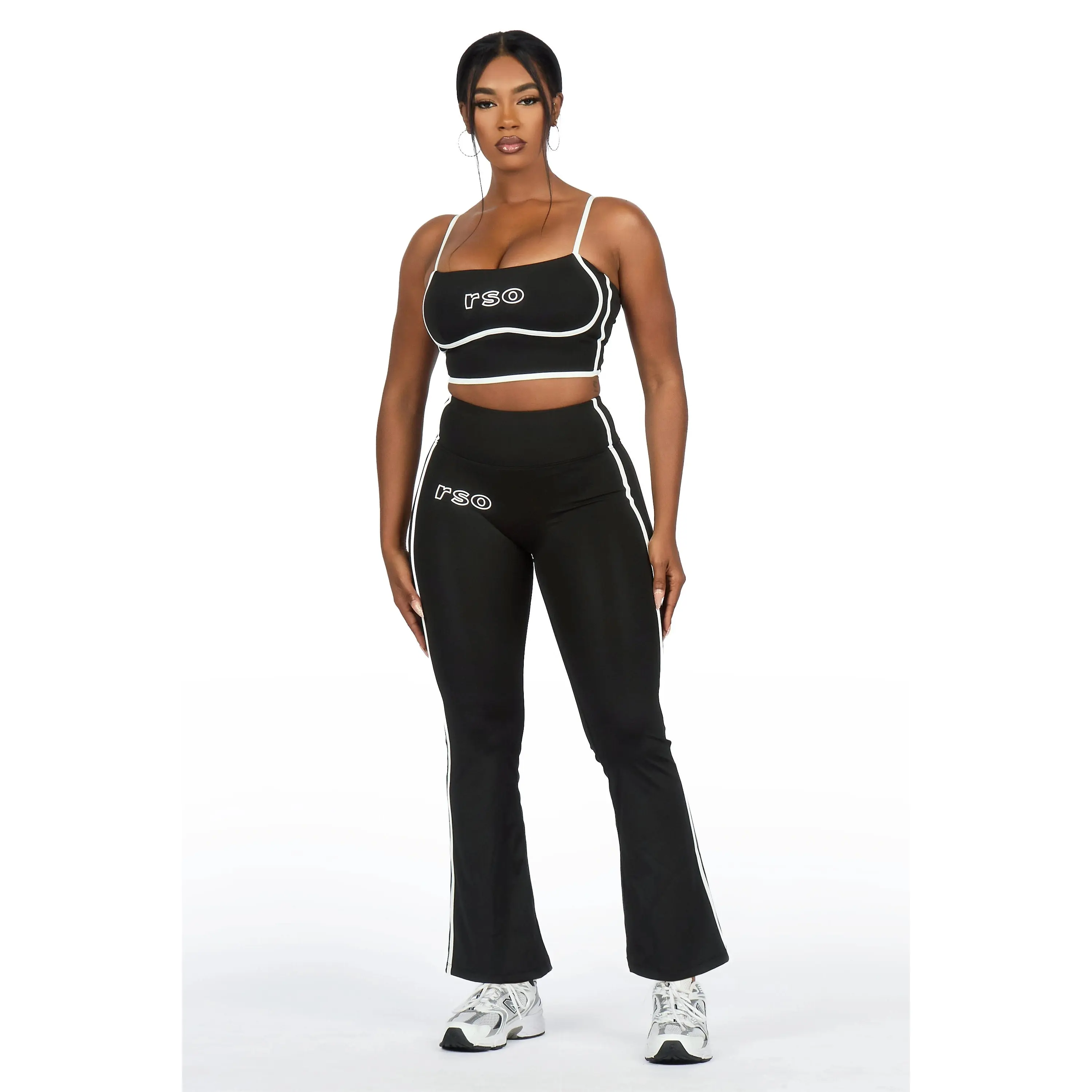 Karmen Black Tank Active Flare Pant Set