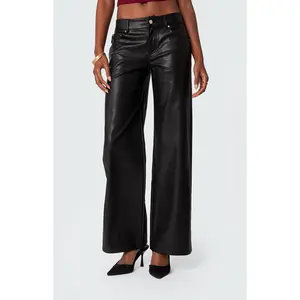 Edikted Women's Faux Leather Straight Leg Pants